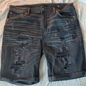 American Eagle Airflex+ Black Denim Shorts (Size 36)